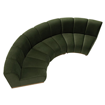 Canapé modulaire Granvia en velours vert mousse, canapé incurvé 3 places