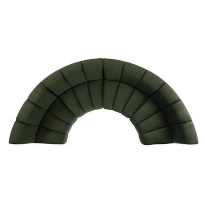 Canapé modulaire Granvia en velours vert mousse, canapé demi-cercle 4 places