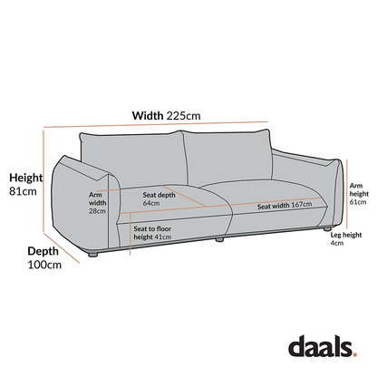 Canapé trois places Gianni, velours Goldenrod