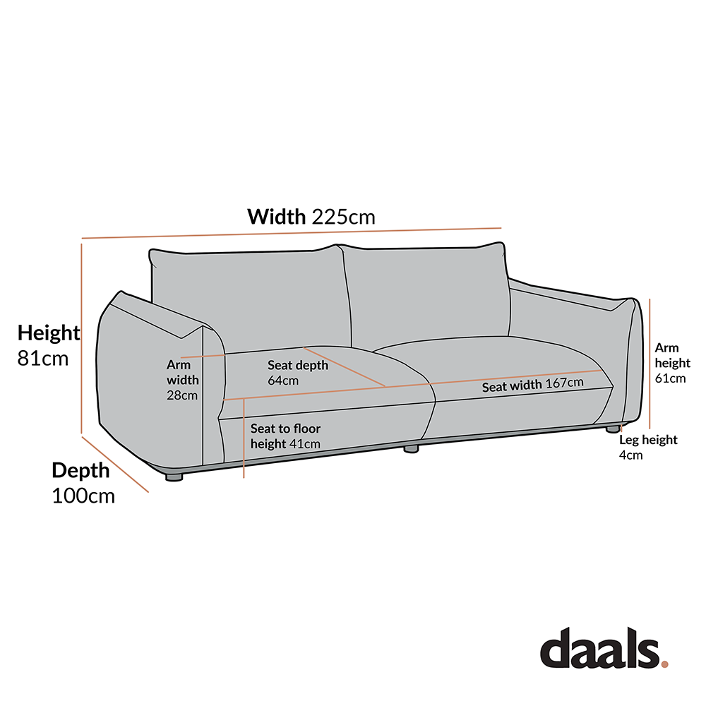 Canapé trois places Gianni, tissu terracotta