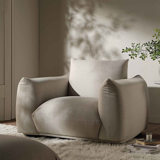 Fauteuil Gianni, tissu tissé beige