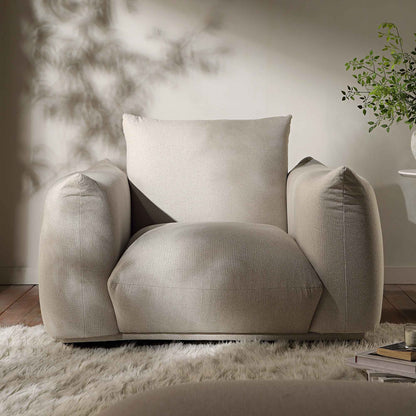 Fauteuil Gianni, tissu tissé beige