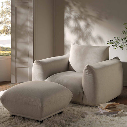 Fauteuil Gianni, tissu tissé beige