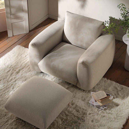Fauteuil Gianni, tissu tissé beige
