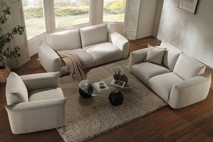 Canapé deux places Gianni, tissu tissé beige