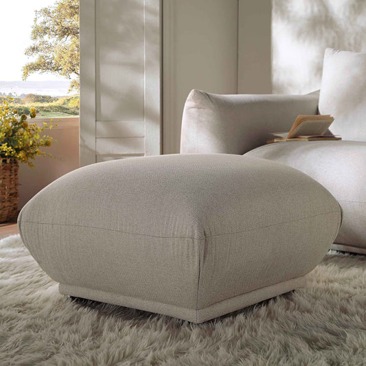 Pouf Gianni, tissu tissé beige