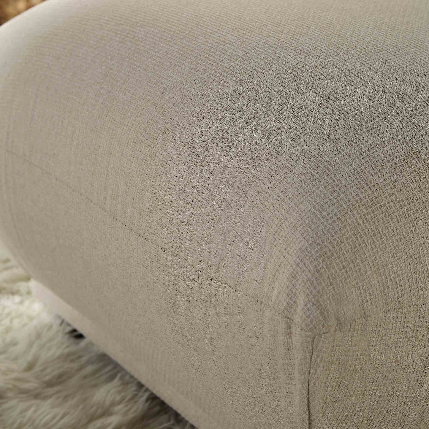 Pouf Gianni, tissu tissé beige
