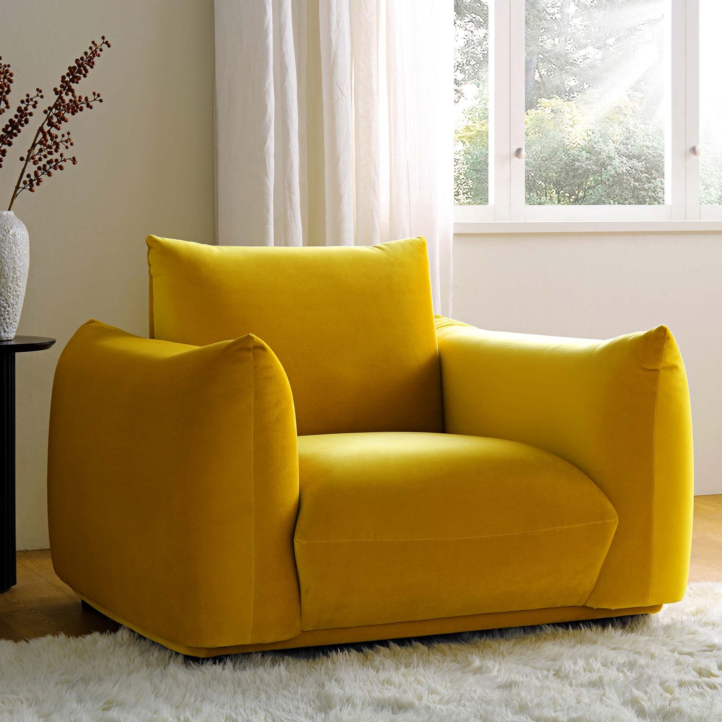 Fauteuil Gianni, velours Goldenrod