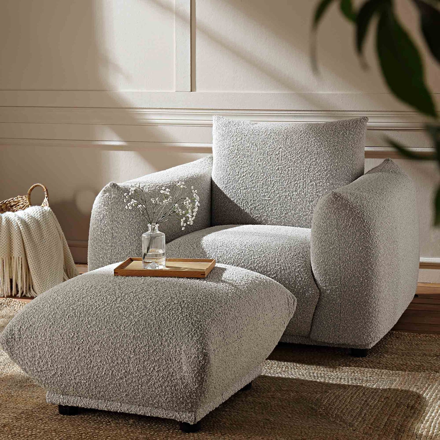 Fauteuil Gianni, Boucle Gris Brume
