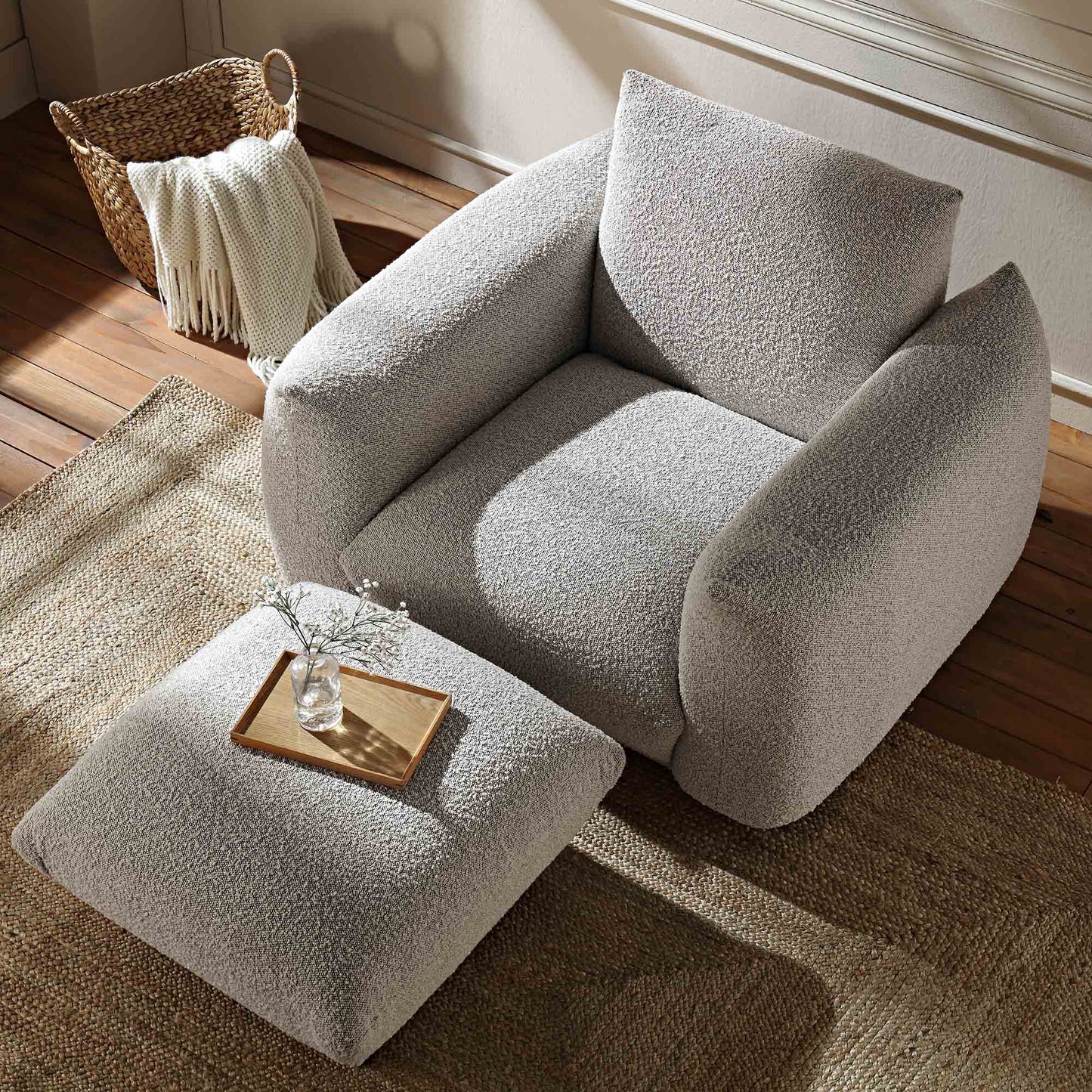 Fauteuil Gianni, Boucle Gris Brume