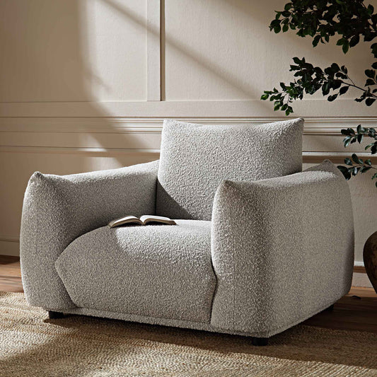 Fauteuil Gianni, Boucle Gris Brume