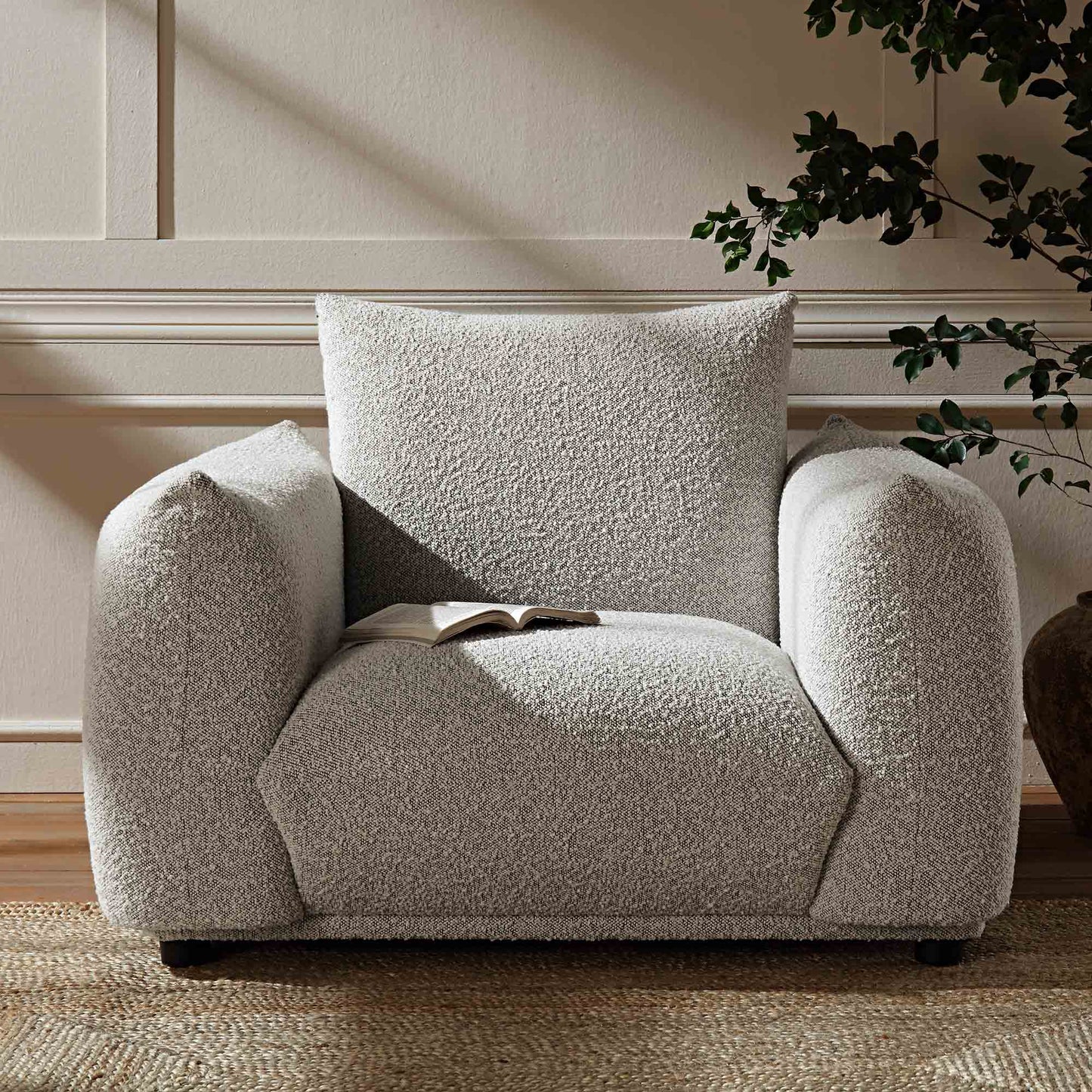 Fauteuil Gianni, Boucle Gris Brume