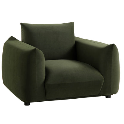 Fauteuil Gianni, velours vert mousse
