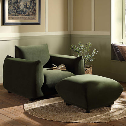 Fauteuil Gianni, velours vert mousse