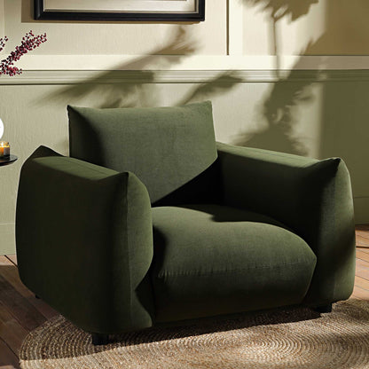 Fauteuil Gianni, velours vert mousse
