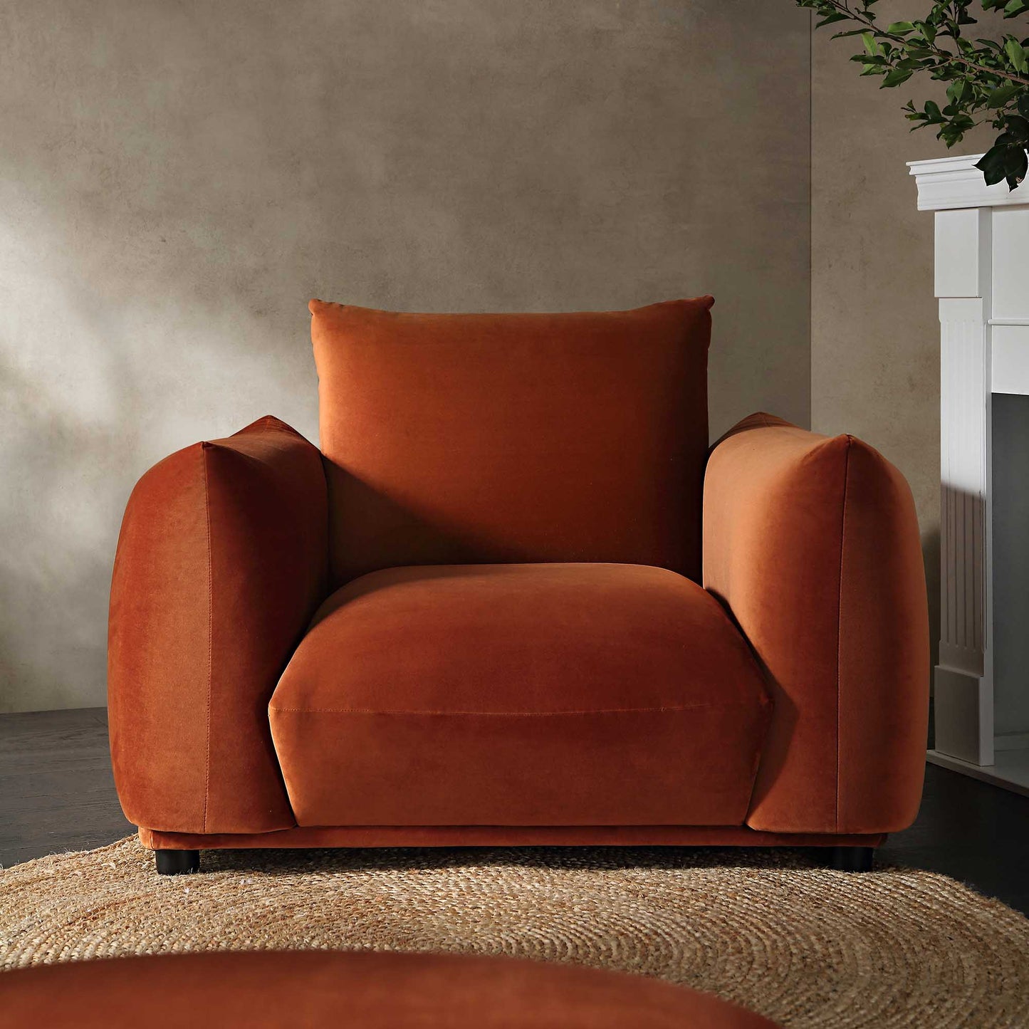 Fauteuil Gianni, velours rouille