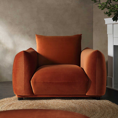 Fauteuil Gianni, velours rouille