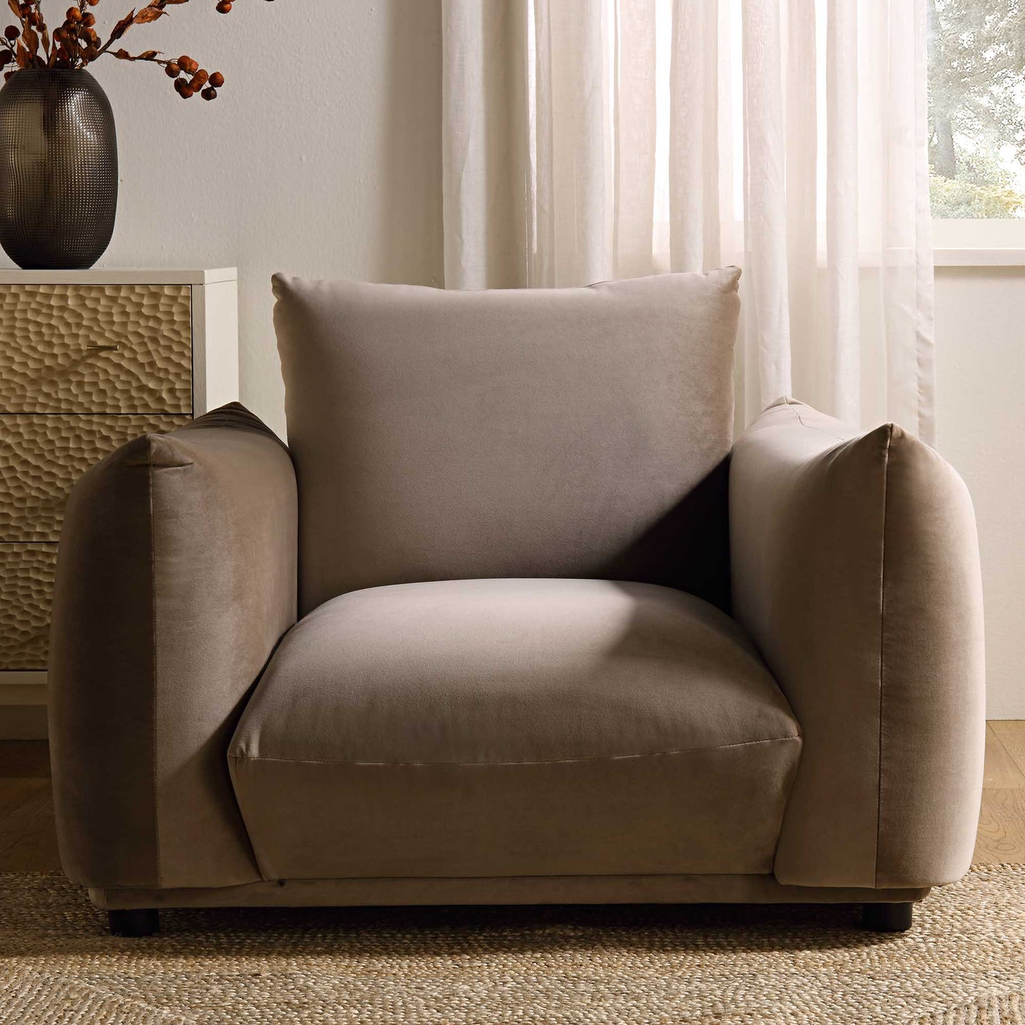 Fauteuil Gianni, velours vison