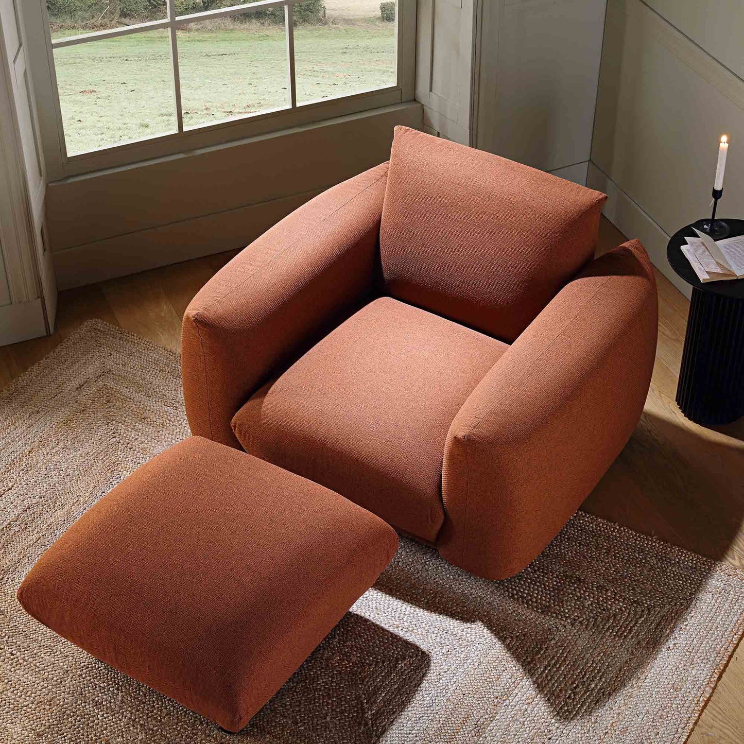 Fauteuil Gianni, tissu terracotta