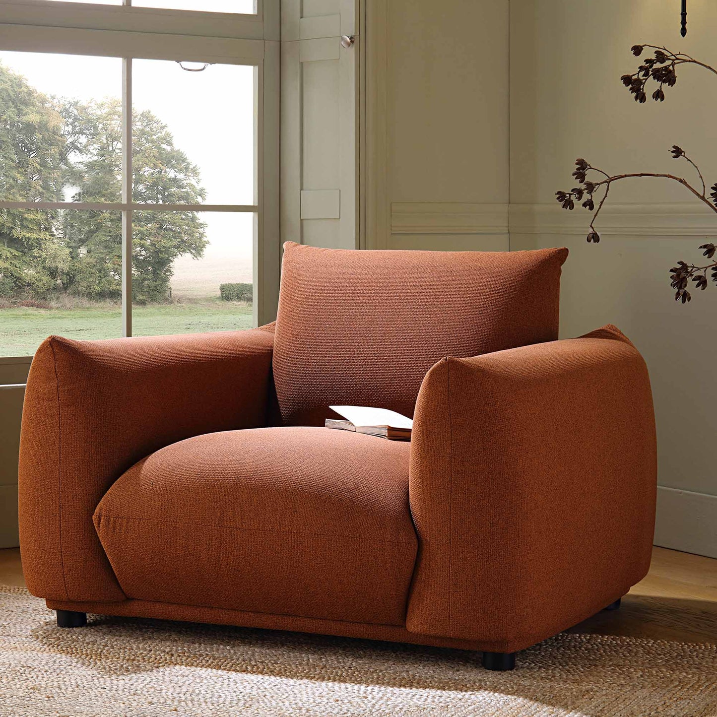 Fauteuil Gianni, tissu terracotta