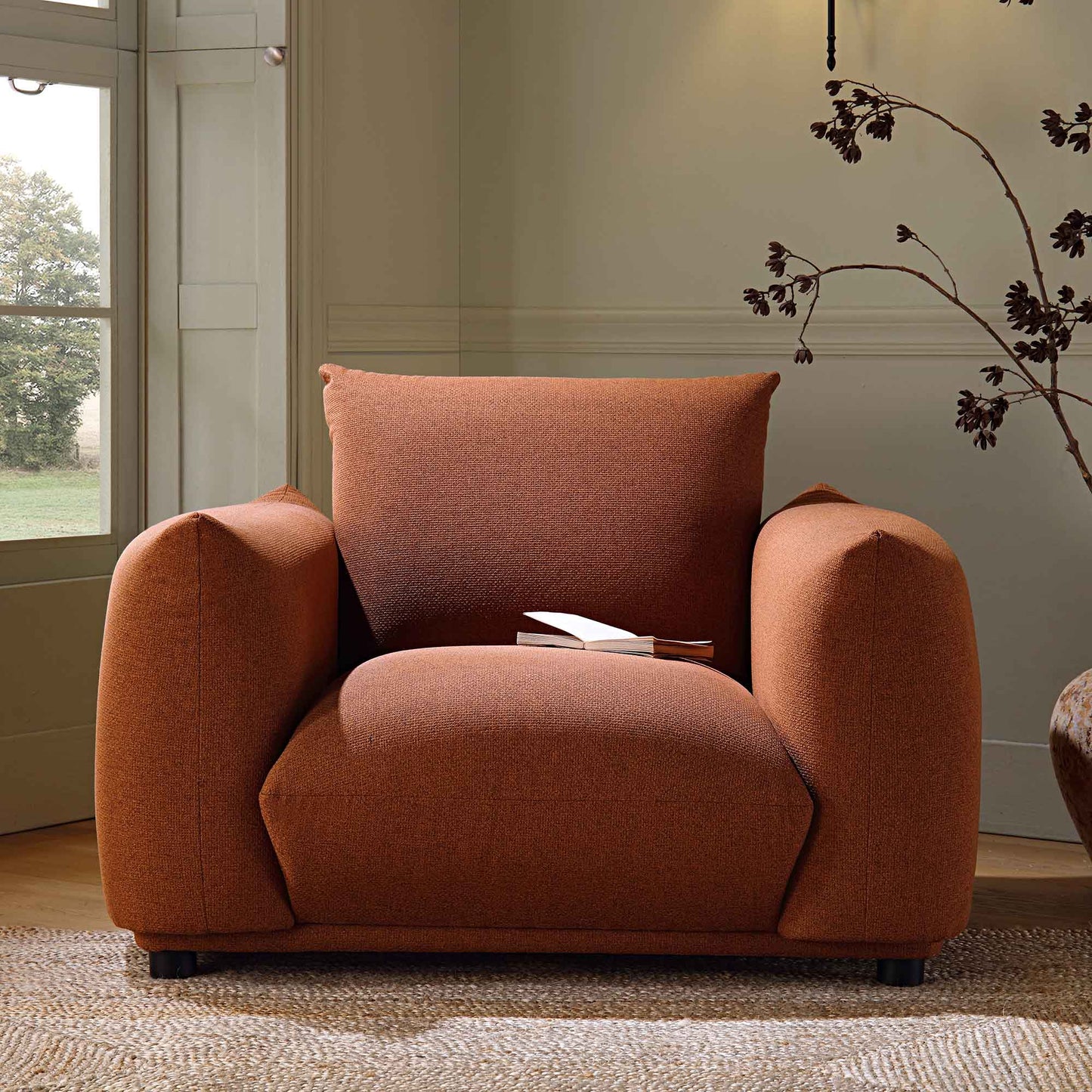 Fauteuil Gianni, tissu terracotta