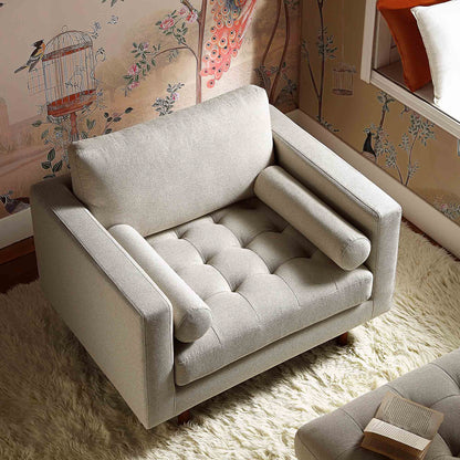 Fauteuil Henrietta, tissu tissé beige