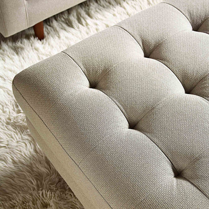 Pouf Henrietta, tissu tissé beige