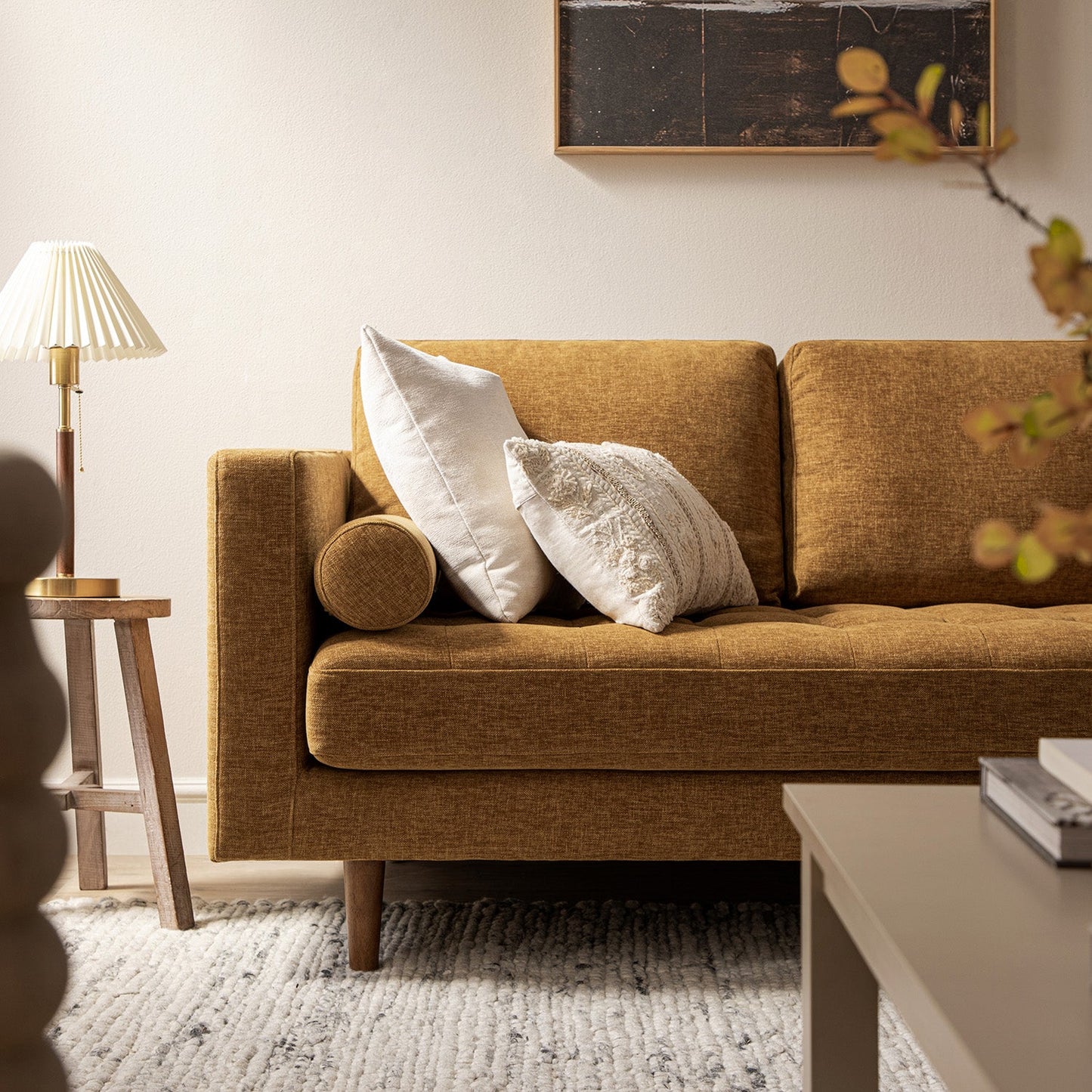 Canapé 2 places Henrietta, chenille miel épicé