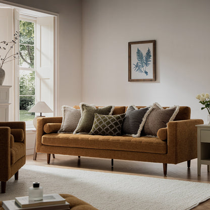 Grand canapé 3 places Henrietta, chenille miel épicé