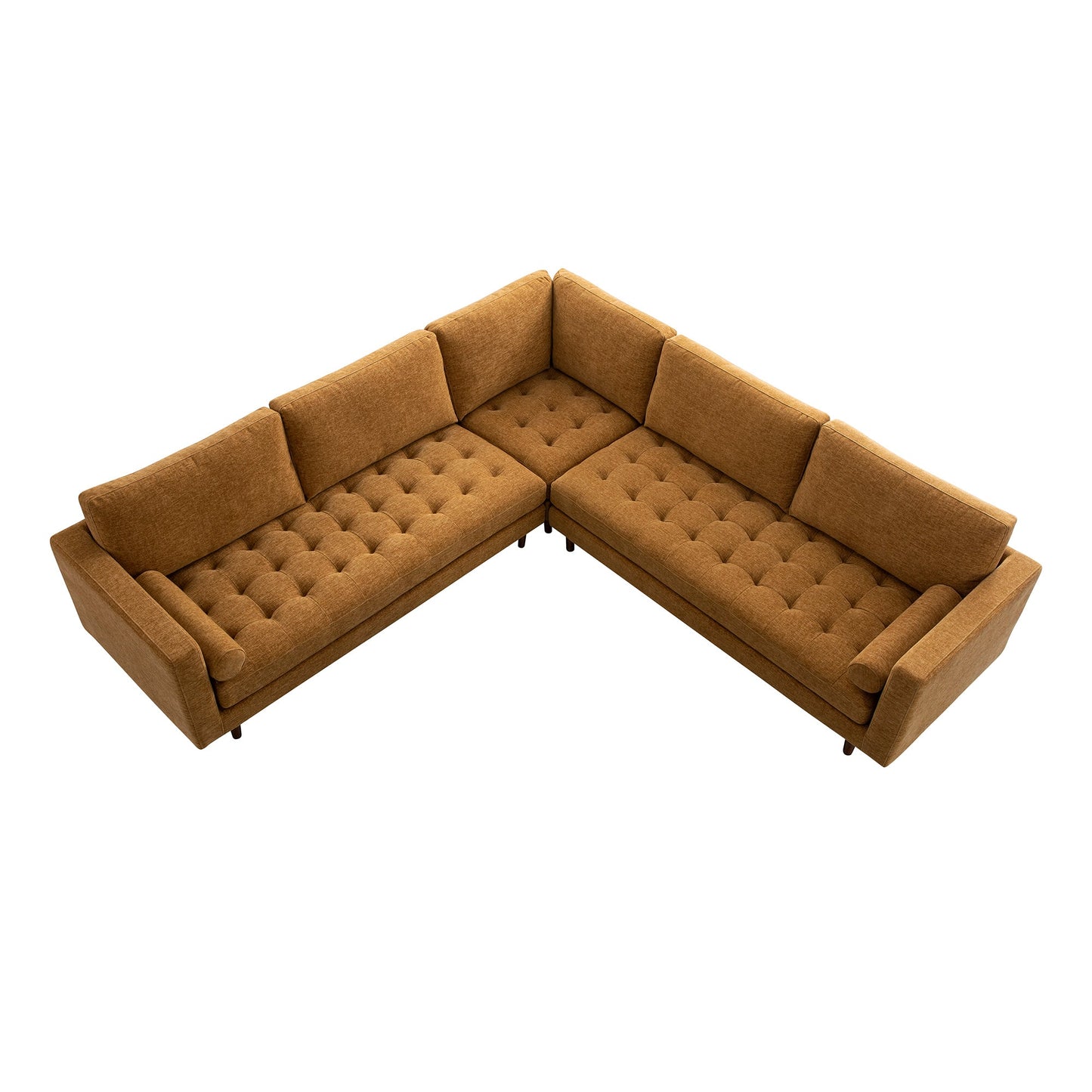 Canapé d'angle 5 places Henrietta, chenille miel épicé
