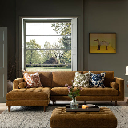 Canapé méridienne 4 places Henrietta Spiced Honey Chenille, orientation gauche