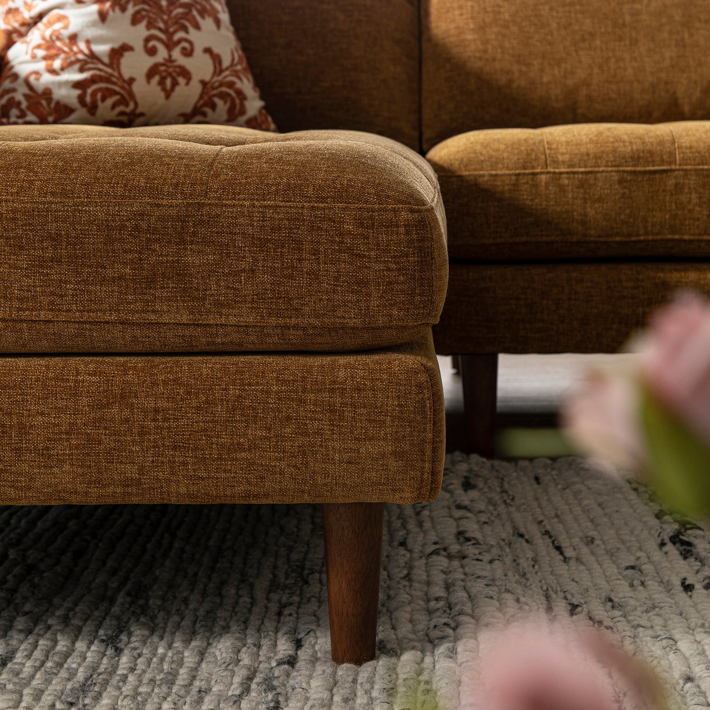 Canapé méridienne 4 places Henrietta Spiced Honey Chenille, orientation gauche