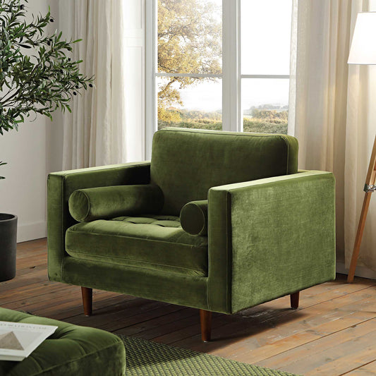Fauteuil Henrietta, velours vert mousse