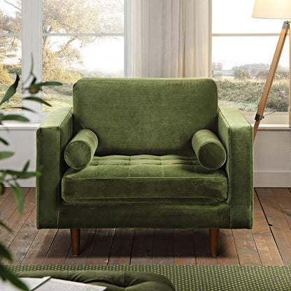 Fauteuil Henrietta, velours vert mousse