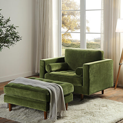 Fauteuil Henrietta, velours vert mousse