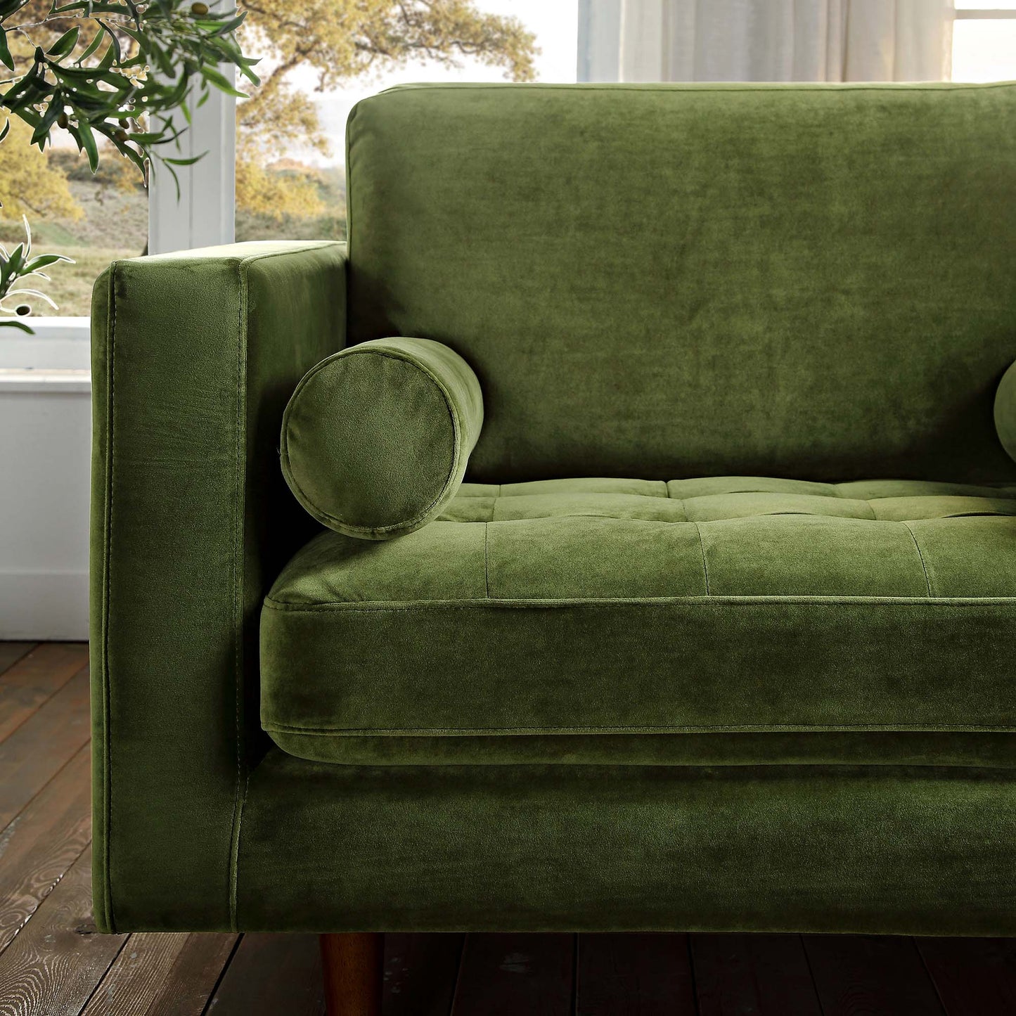 Fauteuil Henrietta, velours vert mousse