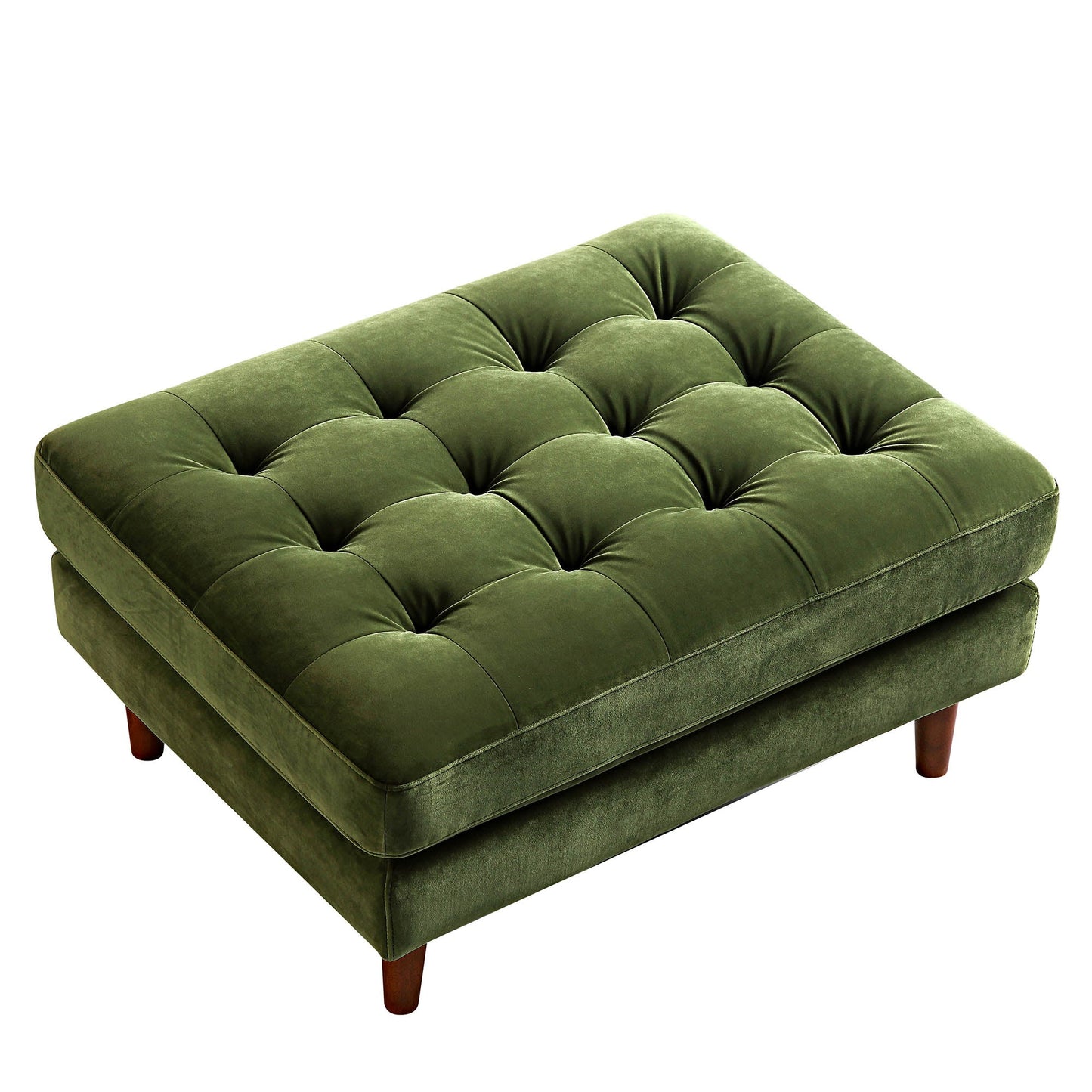 Pouf Henrietta, velours vert mousse