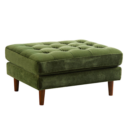 Pouf Henrietta, velours vert mousse