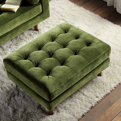 Pouf Henrietta, velours vert mousse