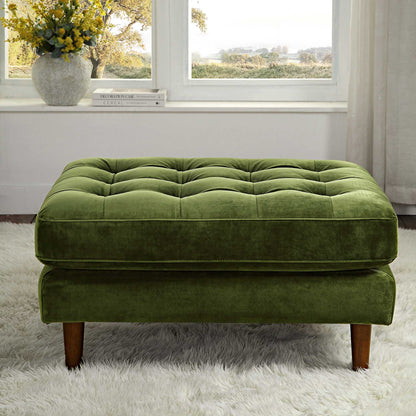 Pouf Henrietta, velours vert mousse