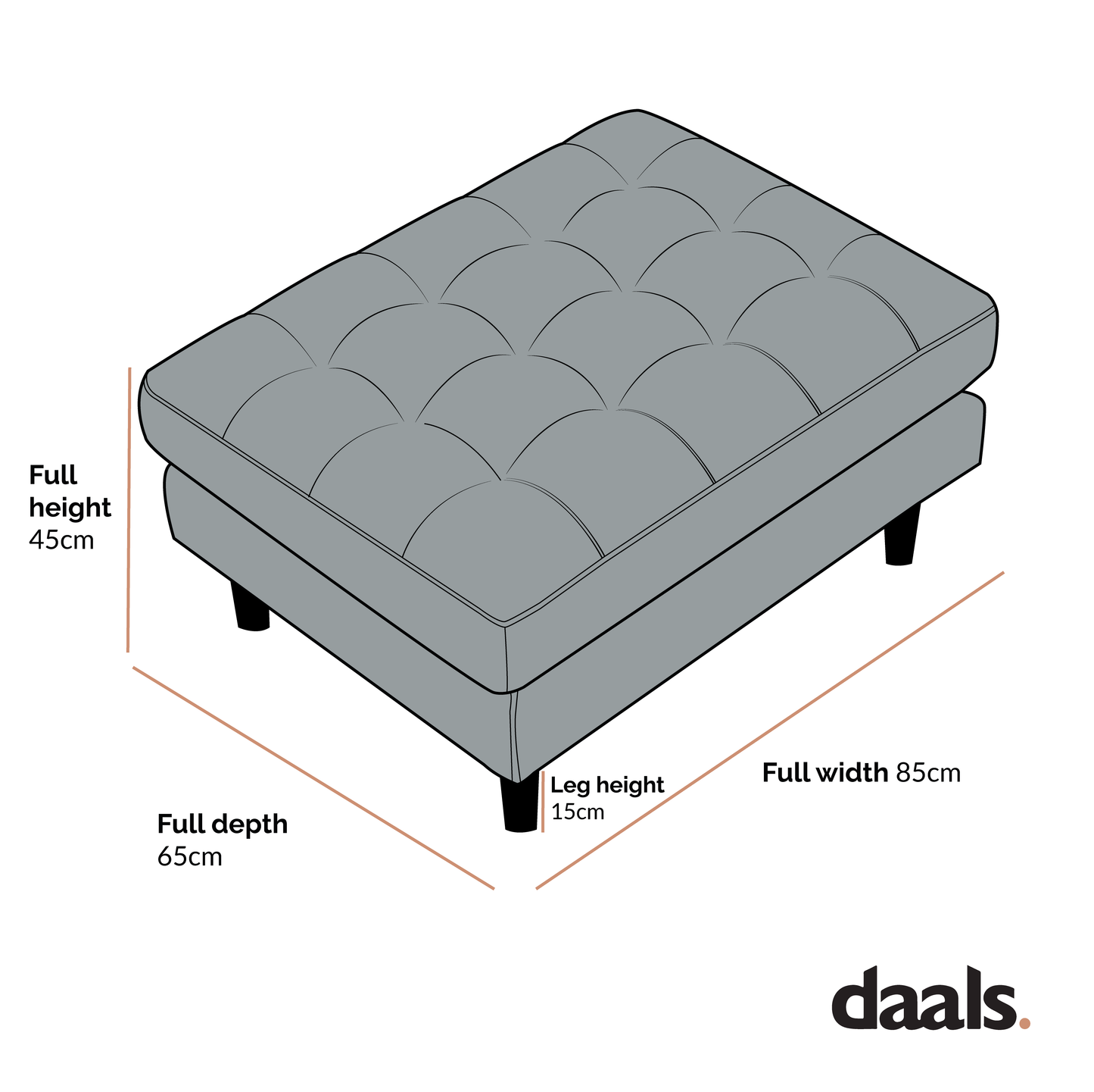 Pouf Henrietta, tissu tissé beige