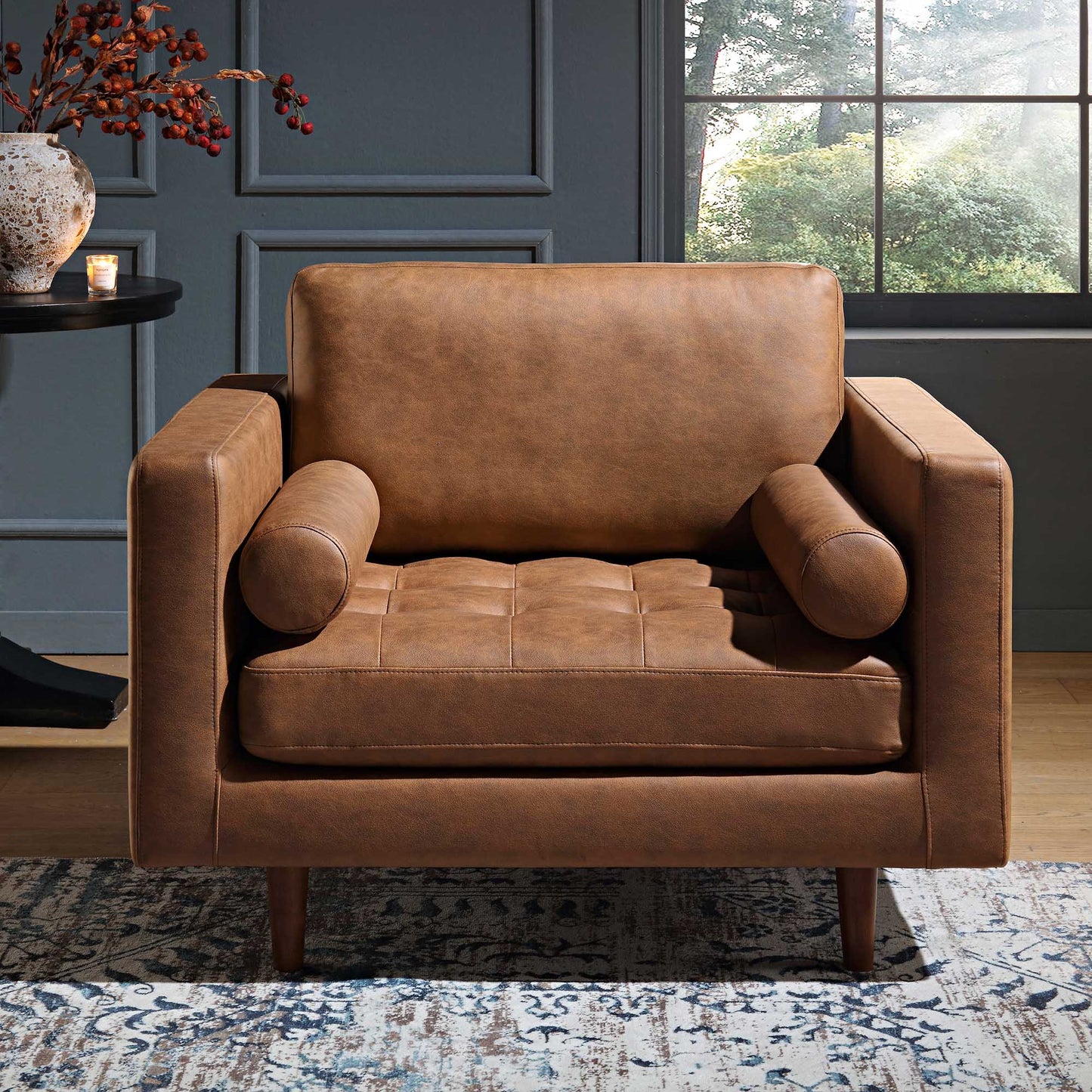 Fauteuil Henrietta, simili-daim beige