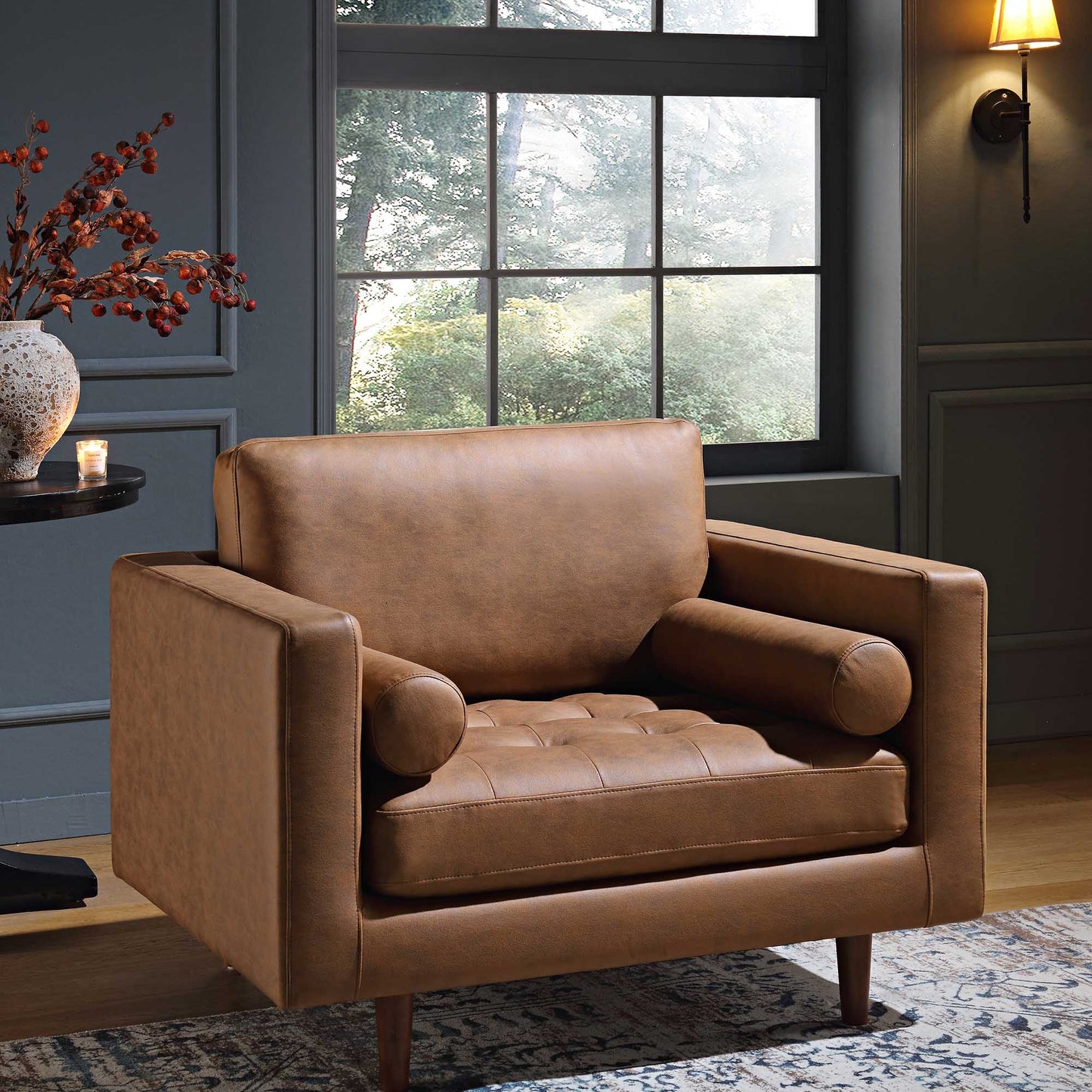 Fauteuil Henrietta, simili-daim beige