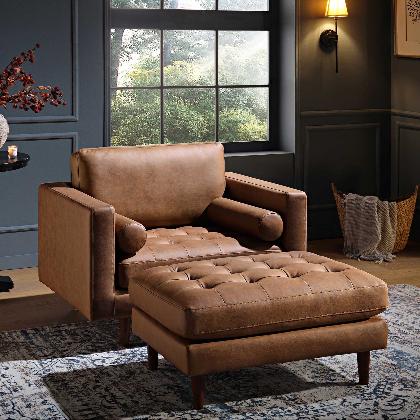 Fauteuil Henrietta, simili-daim beige