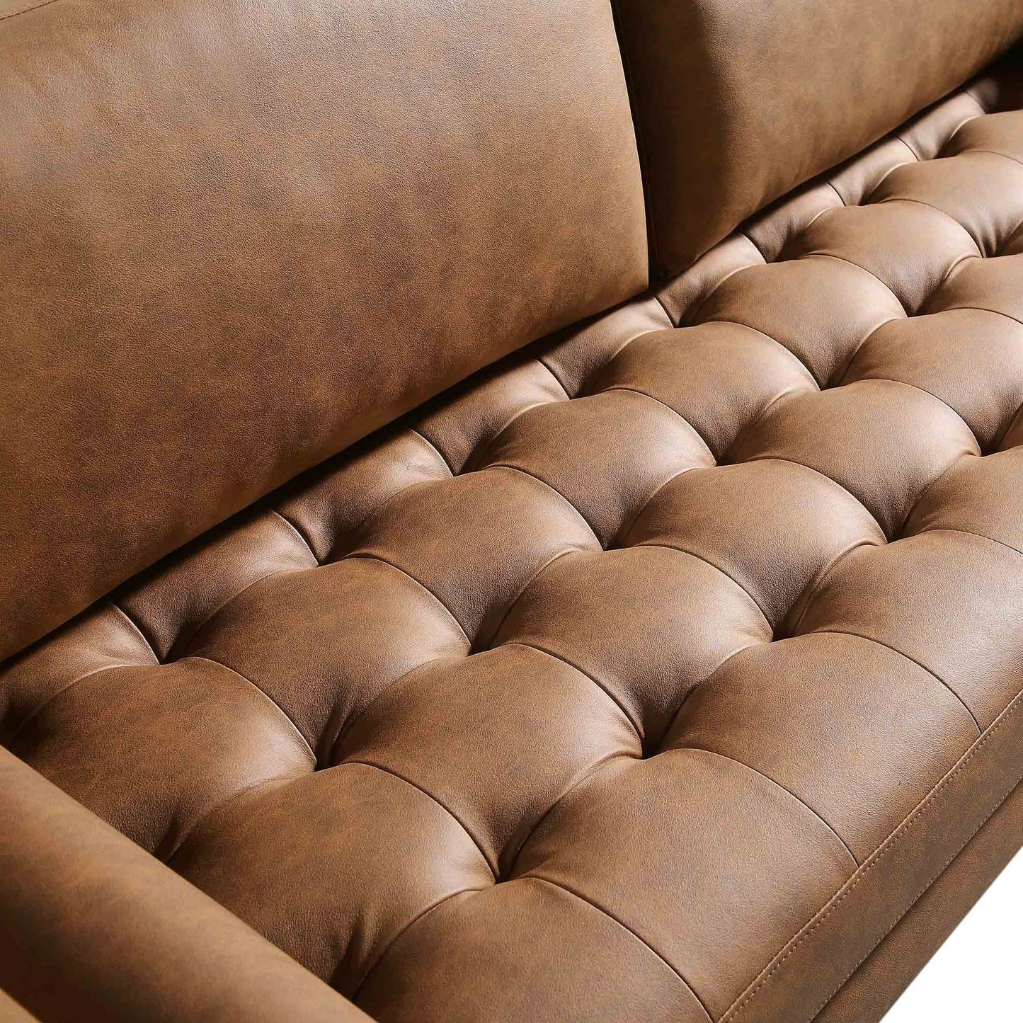 Grand canapé 3 places Henrietta, simili-daim beige