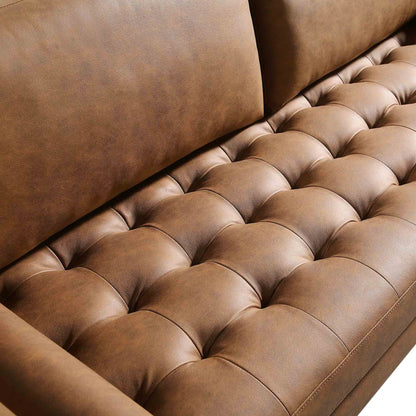 Grand canapé 3 places Henrietta, simili-daim beige