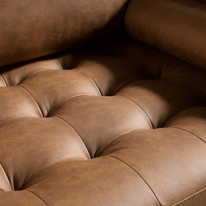 Grand canapé 3 places Henrietta, simili-daim beige