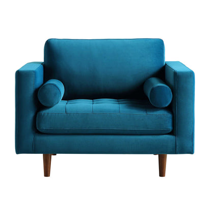 Fauteuil Henrietta, velours bleu sarcelle