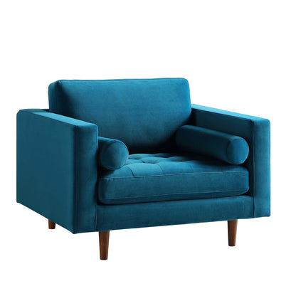 Fauteuil Henrietta, velours bleu sarcelle