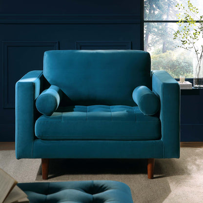 Fauteuil Henrietta, velours bleu sarcelle
